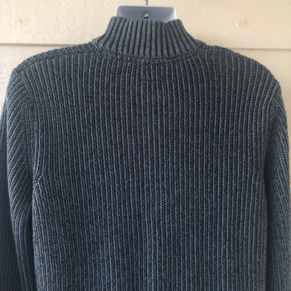 Bass Size L/G Men's Long Sleeve 1/4 Zip Heather Blue Sweater - Picture 8 of 14